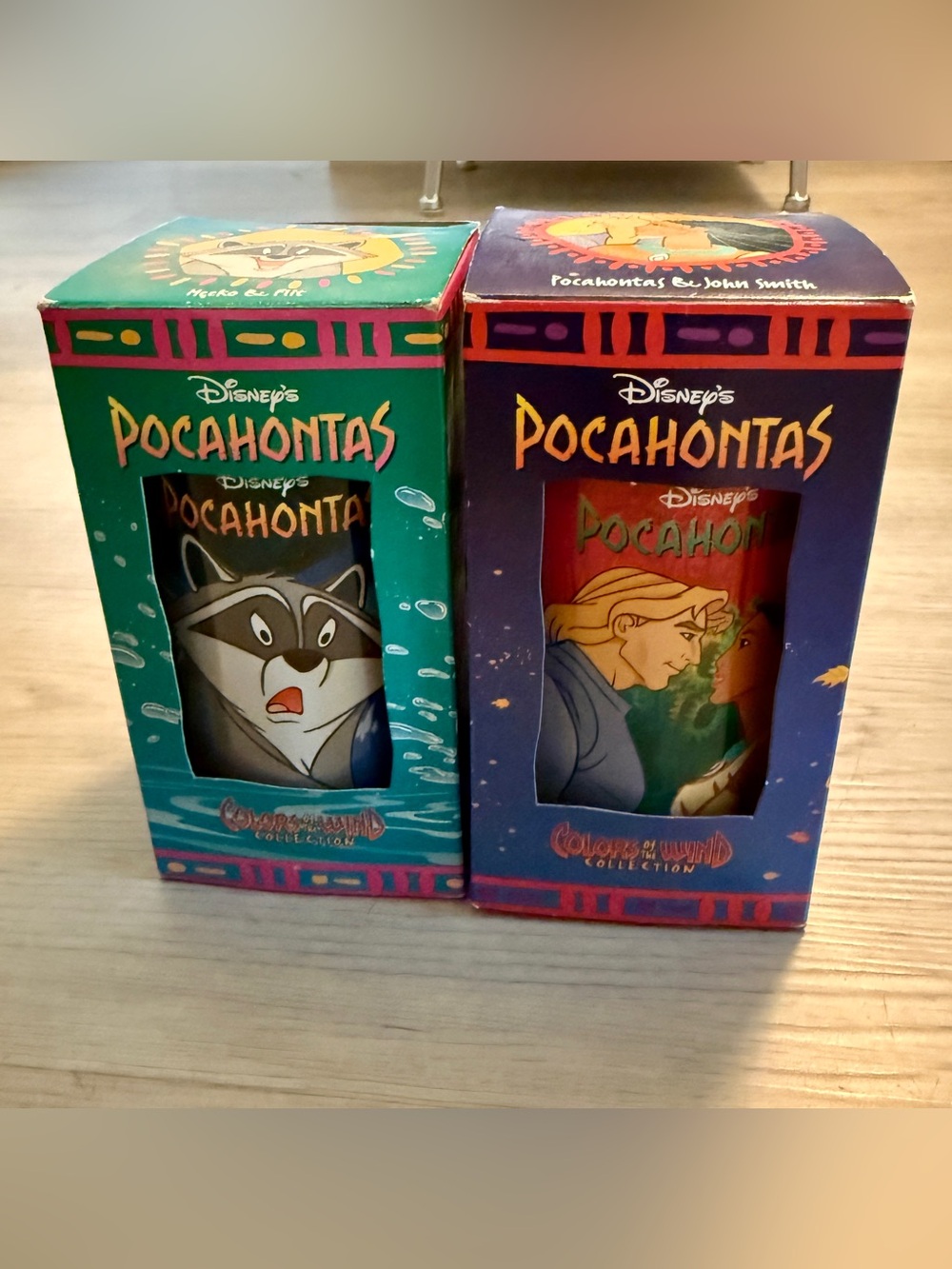 Set Of 2 Vtg Disney's Pocahontas Burger King Colors Of The Wind Plastic Glasses